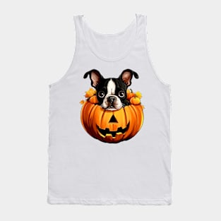 Boston Terrier Dog inside Pumpkin #1 Tank Top